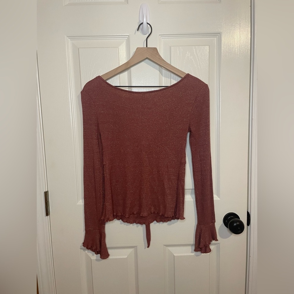 Free People Say When Long Sleeve in Dusty Mauve Size Small - Picture 7 of 8